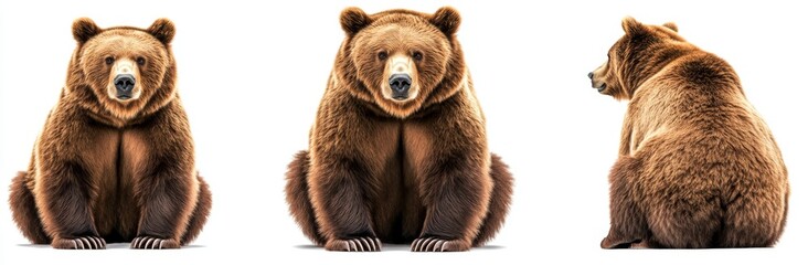 Bears standing alone against a transparent backdrop, AI creation