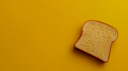 Slice of white bread on yellow background for minimalist design