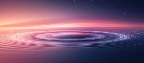 Captivating abstract landscape featuring mesmerizing ripple patterns of shimmering light and vibrant color  The smooth fluid motion and symmetrical forms create a serene