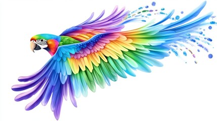 Fototapeta premium Macaw Parrot Flying on Transparent Background