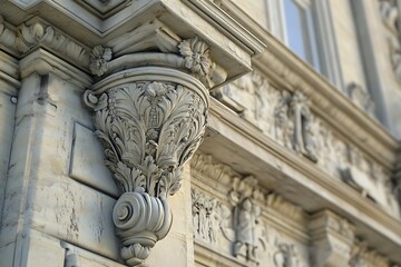 Obraz premium Ornate architectural detail showcasing intricate carvings and classical design.