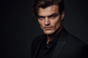 Smiling handsome man. Generative Ai.