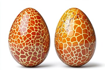 On a white isolated background, there is a table tennis ball next to a crushed ping pong ball