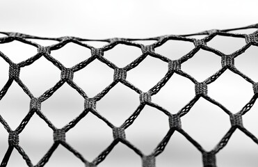Fototapeta premium Close-up of netting patterns. Rope net design. Patterns for soccer, football, volleyball, and tennis nets. Texture of a fisherman's hunting net rope