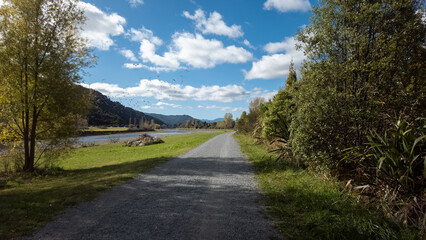 Road North on the river trail in Upper Hutt, New Zealand.