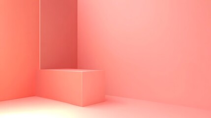 Fototapeta premium Minimalist Coral Room Corner with Platform