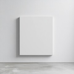 Blank white square canvas on a white wall.