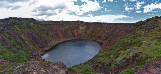 Kerid Kerið, volcanic crater lake in the Grímsnes area on the Golden Circle route of South...