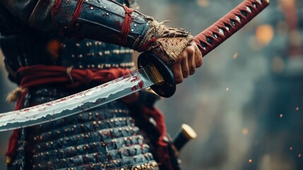 Samurai wearing armor holding swords