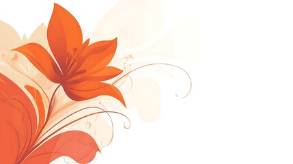 Abstract Orange Flower Design With Swirling Background