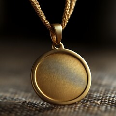 Gold pendant necklace with circular medallion charm