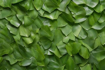 Obraz premium Lush green leaves background texture, nature wall, backdrop