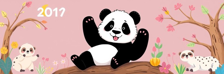 A collection of colorful children's posters featuring adorable panda and sloth illustrations, along with educational information on height, weight, and date of birth, date of birth, panda, colorful
