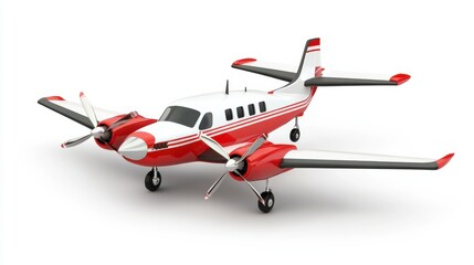 Fototapeta premium Colorful Cartoon Style Lightweight Aircraft with Red and White Design