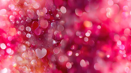 vibrant abstract background featuring hearts and bokeh effects