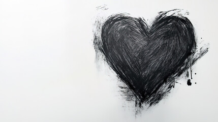 Fototapeta premium loosely sketched black heart on white background evokes emotion