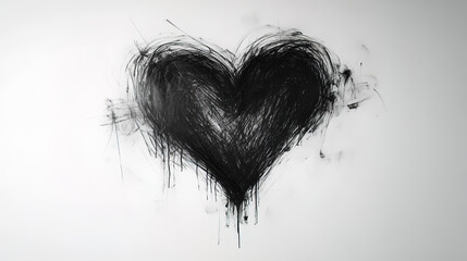 loosely sketched black heart on white background evokes emotion