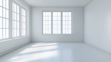 Obraz premium A simple, uncluttered room with a clean, white interior design