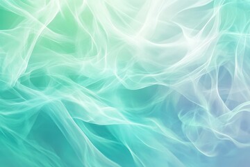 Fototapeta premium Abstract green and white flowing lines creating a soft and dreamlike background