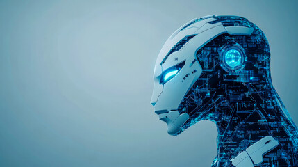 Futuristic cybernetic humanoid with intricate technological design