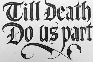 Till death do us part - gothic calligraphy with elegant swirls