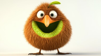 Fototapeta premium Adorable cartoon character with fuzzy texture and big smile