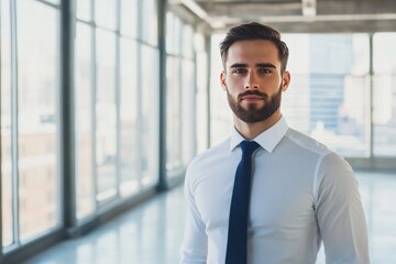 Fototapeta premium Confident businessman in modern office.