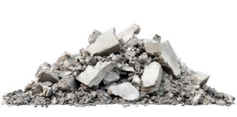 a pile of construction debris consisting of broken concrete and rubble. often resulting from demolition or renovation activities this material is typically collected for disposal or recycling in const