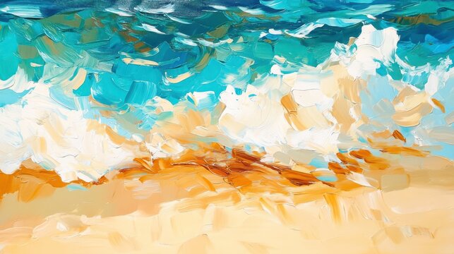 Shimmering Waters with Artistic Flair at Sandy Beach