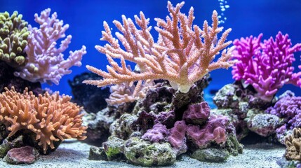 Vibrant Coral Reef with Soft Natural Light Close-Up