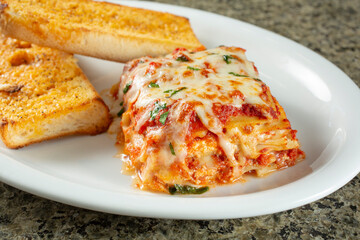 A view of a lasagna entree.