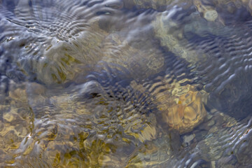 Close up of water surface with ripples. Abstract background and texture.