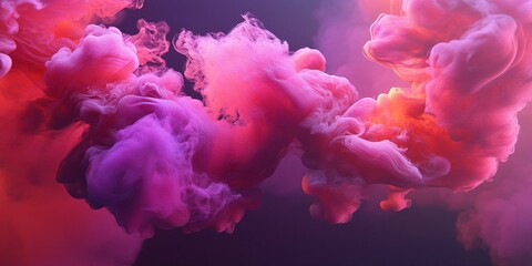 Fototapeta premium Dreamy Pink and Purple Smoke Swirling Against Dark Background, Creating Abstract Art Effect