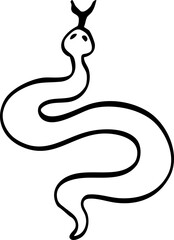 hand drawn cute cartoon of snake illustration.
