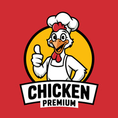 Premium Chicken Chef Character Illustration
