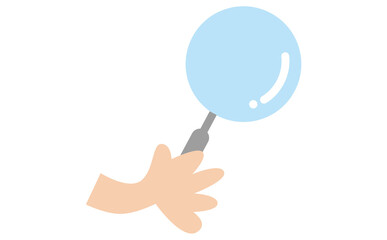 シンプルな虫眼鏡を持つ手