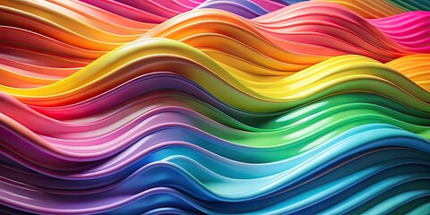 Fototapeta premium A digital wallpaper featuring a gradient of pastel rainbow stripes, forming a wavy, abstract, and textured design.