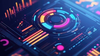 Obraz premium A bright conceptual design of upward growth charts and business strategy data on a sleek blue surface.