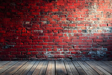 stock photo features a rustic background with a red brick wall texture and a wooden floor, creating a warm and inviting atmosphere