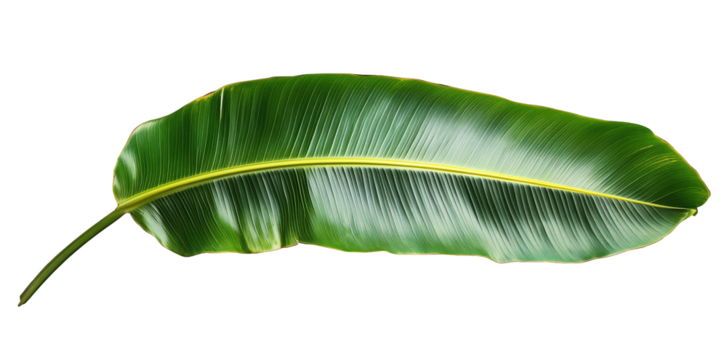large. vibrant green banana leaf with a smooth texture and prominent veins. showcasing its natural beauty and potential use in various contexts such as decoration. cooking. or as a natural element in