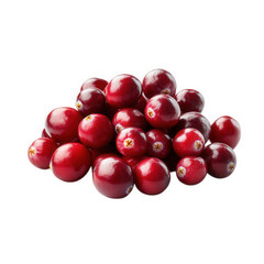 a pile of fresh. vibrant red cranberries arranged neatly against a white background. showcasing their glossy surface and round shape. ideal for culinary use or health-focused recipes