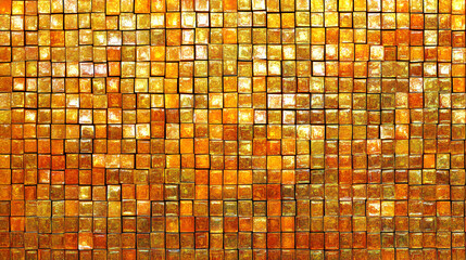 Abstract golden mosaic tile wall texture background. Perfect for design projects needing luxurious, opulent, or warm feel.