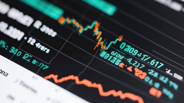 A detailed view of stock market performance indicators on a clean black surface.