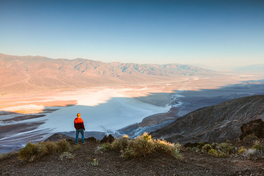 Tourist at Dante's view, Death valley National Park, California, United States