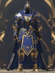 Warrior with blue-gold armor 