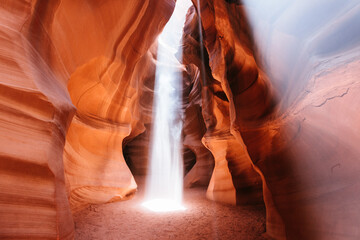 Light beam filtering through the rocks at Upper Antelope Canyon, Arizona, United States