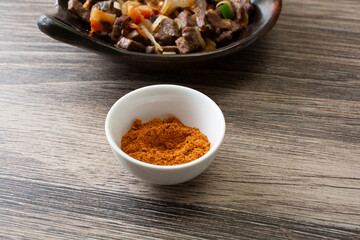 A view of a bowl of shiro powder.