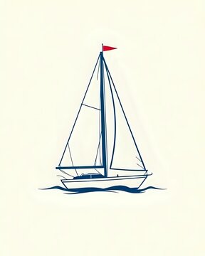 illustration vectorielle d'un bateau &agrave; voile naviguant sur la mer