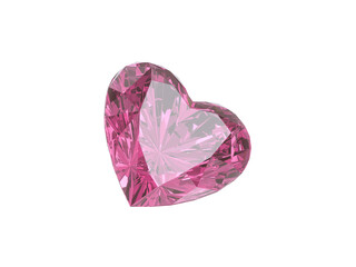 Pink heart shape diamond with high quality, transparent background