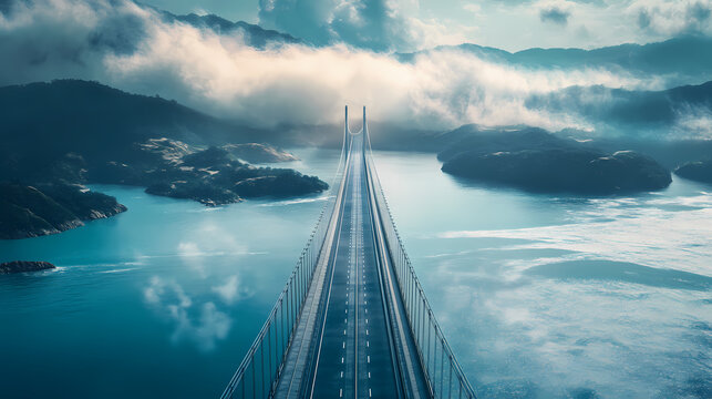 Conceptual ai generated image (not actual) - the hercilio luz bridge in florianopolis, santa catarina, brazil, as seen in a photograph. generative ai. Flarepath. Illustration